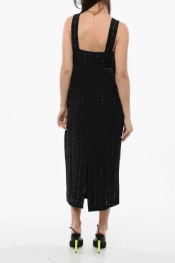 Discount Vestito Midi Con Maxi Fiocco E Strass Donna Vestiti