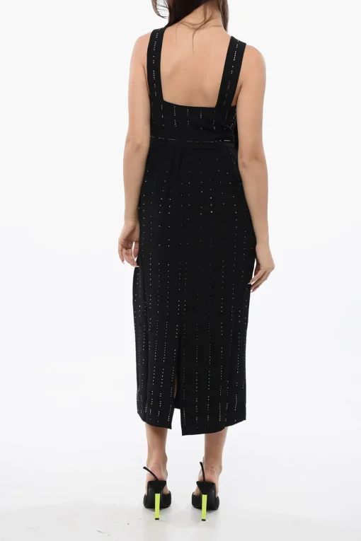 Discount Vestito Midi Con Maxi Fiocco E Strass Donna Vestiti