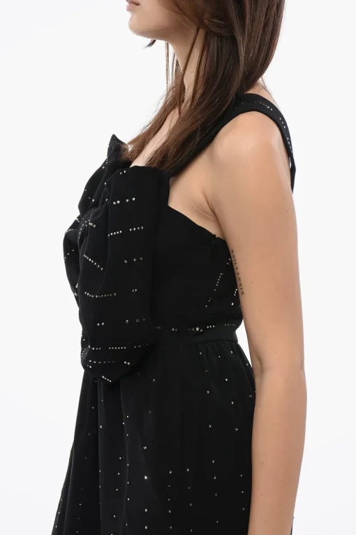 Discount Vestito Midi Con Maxi Fiocco E Strass Donna Vestiti
