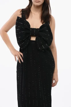 Discount Vestito Midi Con Maxi Fiocco E Strass Donna Vestiti