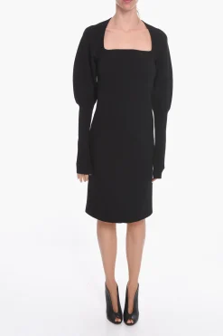 Hot Vestito Midi in Maglia di Lana Stretch con Dettaglio Cut-out Donna Vestiti