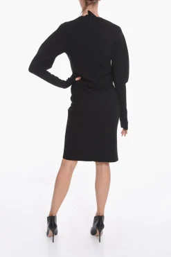 Hot Vestito Midi in Maglia di Lana Stretch con Dettaglio Cut-out Donna Vestiti