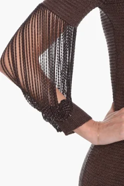 Best Vestito Midi in Maglia Lamé di Viscosa con Dettaglio Catene Donna Vestiti