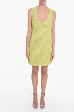Sale Vestito Midi in Pelle Intrecciato a Mano Donna Vestiti