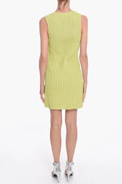 Sale Vestito Midi in Pelle Intrecciato a Mano Donna Vestiti