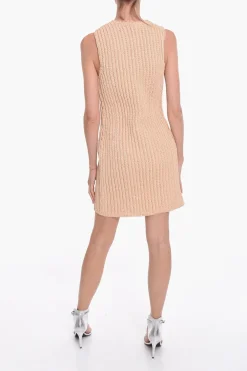 Clearance Vestito Midi in Pelle Intrecciato a Mano Donna Vestiti