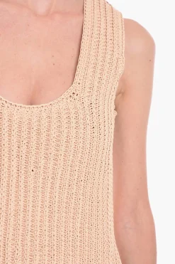 Clearance Vestito Midi in Pelle Intrecciato a Mano Donna Vestiti