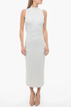 Vestito Midi Layered Con Strass>Balmain Hot