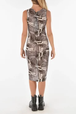 Outlet Vestito Midi MONOPOLI Attillato con Fantasia Astratta Donna Vestiti