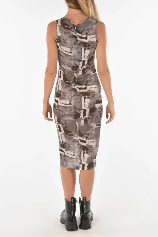 Outlet Vestito Midi MONOPOLI Attillato con Fantasia Astratta Donna Vestiti
