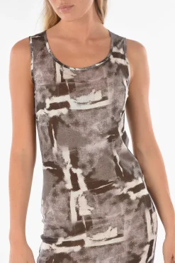 Outlet Vestito Midi MONOPOLI Attillato con Fantasia Astratta Donna Vestiti