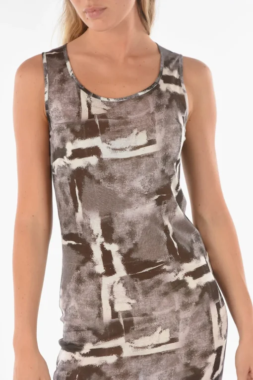 Outlet Vestito Midi MONOPOLI Attillato con Fantasia Astratta Donna Vestiti