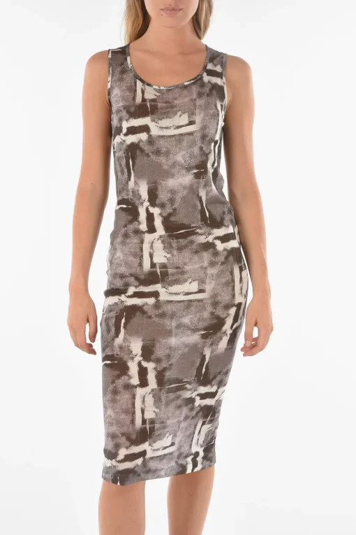 Outlet Vestito Midi MONOPOLI Attillato con Fantasia Astratta Donna Vestiti