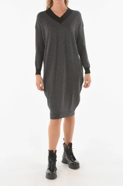 Outlet Vestito Midi SWAPS in Maglia con Scollo a V Donna Maglieria