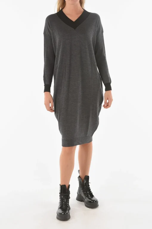 Outlet Vestito Midi SWAPS in Maglia con Scollo a V Donna Maglieria