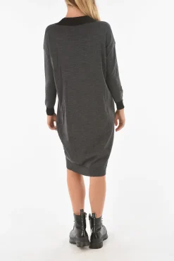 Outlet Vestito Midi SWAPS in Maglia con Scollo a V Donna Maglieria