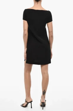 Hot Vestito Mini a Tinta Unita con Pizzo Donna Vestiti