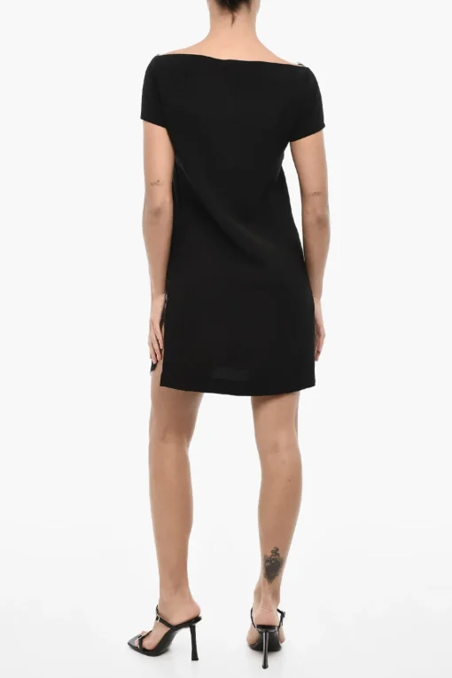 Hot Vestito Mini a Tinta Unita con Pizzo Donna Vestiti