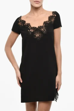 Hot Vestito Mini a Tinta Unita con Pizzo Donna Vestiti