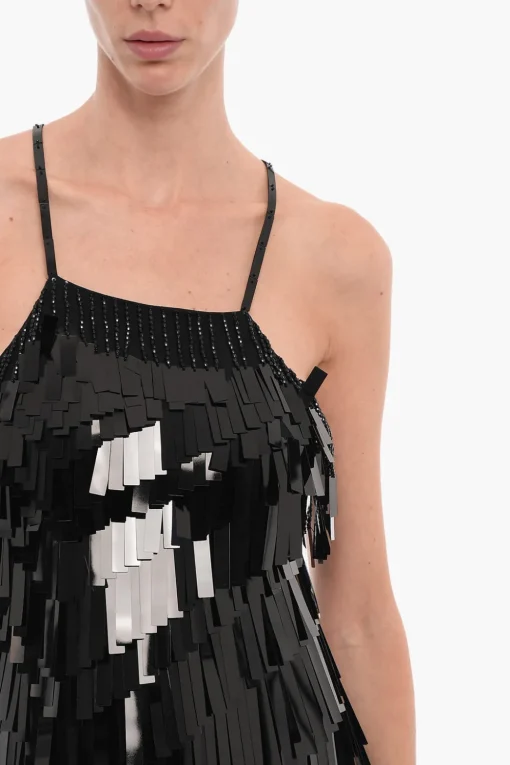 Vestito Mini Con piallettes E spacco Frontale>The Attico Online