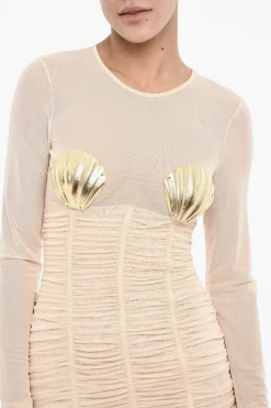 Vestito Mini Drappeggiato con Conchiglie Dettaglio></noscript>Dsquared2 Hot