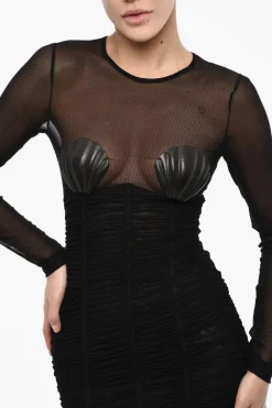 Outlet Vestito Mini Drappeggiato con Conchiglie Dettaglio Donna Vestiti