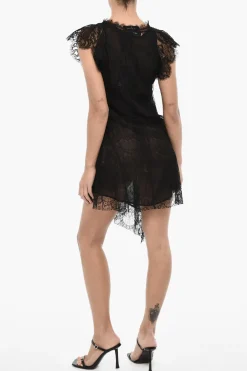 Vestito Mini Svasato in Pizzo con Scollo a V>Dsquared2 Sale