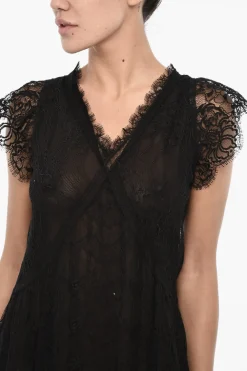 Vestito Mini Svasato in Pizzo con Scollo a V></noscript>Dsquared2 Sale