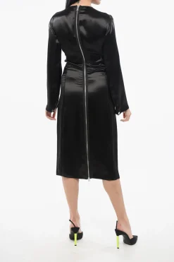 Best Vestito Satinato con Collo a V Donna Vestiti