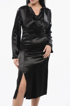 Best Vestito Satinato con Collo a V Donna Vestiti