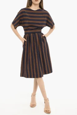 Fashion Vestito SCULLY a Righe Bayadere con Cintura Donna Vestiti