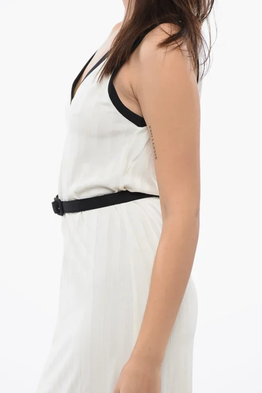 Fashion Vestito Senza Maniche A Coste Con Cintura Donna Vestiti