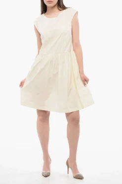 Outlet Vestito Senza Maniche In Cotone Popeline Donna Vestiti