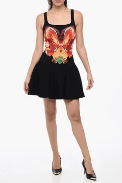 Fashion Vestito Skater Smanicato Con Motivo Jacquard Donna Vestiti