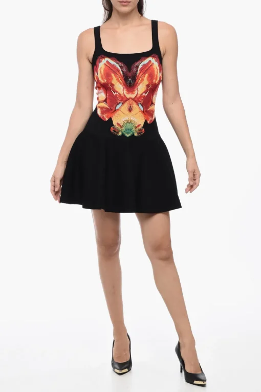 Fashion Vestito Skater Smanicato Con Motivo Jacquard Donna Vestiti