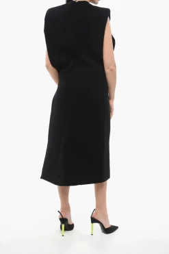 Vestito Smanicato con Spacco e Spalline Imbottite>Sportmax Discount