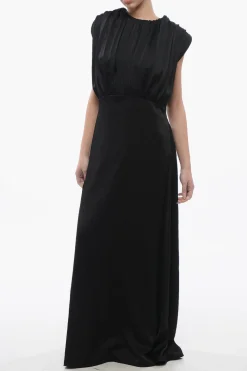 Vestito Smanicato in Satin con Scollo sulla Schiena>Jil Sander Sale