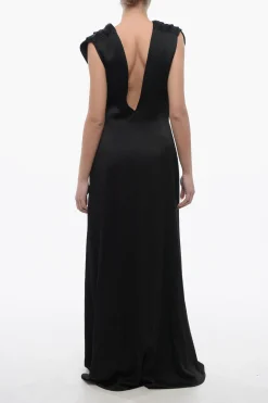 Vestito Smanicato in Satin con Scollo sulla Schiena>Jil Sander Sale