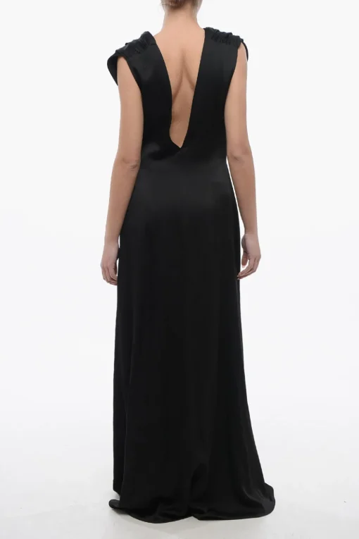 Vestito Smanicato in Satin con Scollo sulla Schiena>Jil Sander Sale
