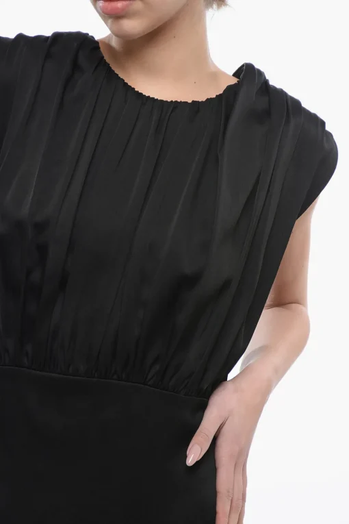 Vestito Smanicato in Satin con Scollo sulla Schiena>Jil Sander Sale