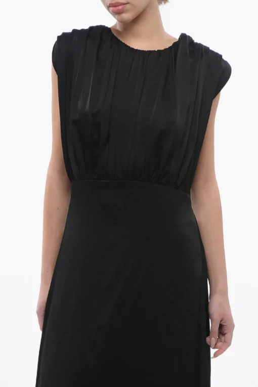 Vestito Smanicato in Satin con Scollo sulla Schiena>Jil Sander Sale