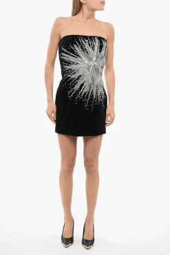 Best Vestito Smanicato in Velluto con Gioielli Donna Vestiti