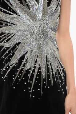 Best Vestito Smanicato in Velluto con Gioielli Donna Vestiti