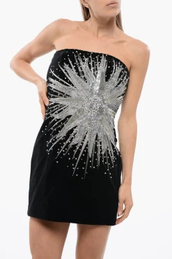 Best Vestito Smanicato in Velluto con Gioielli Donna Vestiti
