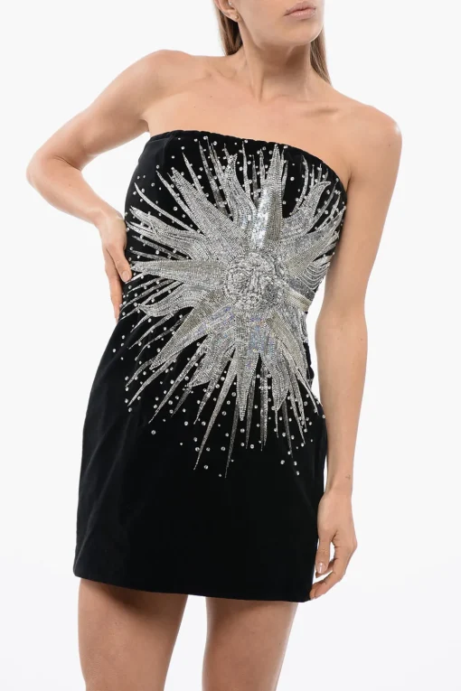 Best Vestito Smanicato in Velluto con Gioielli Donna Vestiti