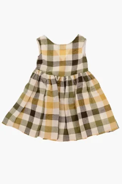 Vestito Svasato a Quadri in Lino e Cotone>Bonpoint Hot
