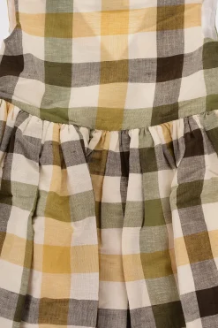 Vestito Svasato a Quadri in Lino e Cotone>Bonpoint Hot