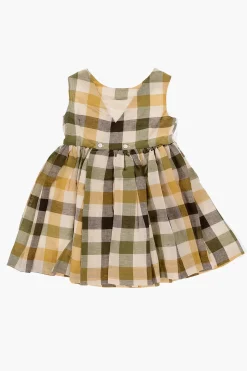 Vestito Svasato a Quadri in Lino e Cotone></noscript>Bonpoint Hot