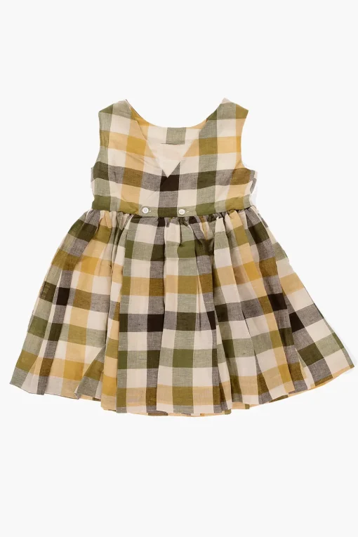 Vestito Svasato a Quadri in Lino e Cotone>Bonpoint Hot