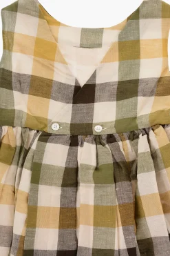 Vestito Svasato a Quadri in Lino e Cotone></noscript>Bonpoint Hot